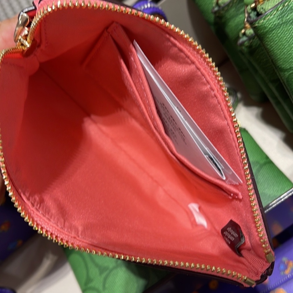 Coach Corner Zip Wristlet With Mini Vintage Rose Print Pink Lemonade Multi - Picture 16 of 16